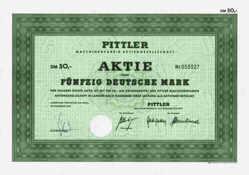 Pittler maschinenfabrik - maschinenfabrik, ag