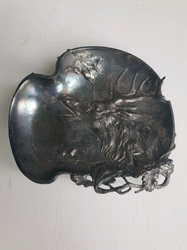 Antico vassoio cervo peltro