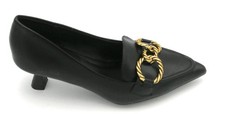 Francesco Milano B01-07a decollete pelle nera accessorio metal tacco 5cm 3/4