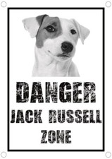 TARGA CARTELLO ATTENTI AL CANE - Danger JACK RUSSELL zone