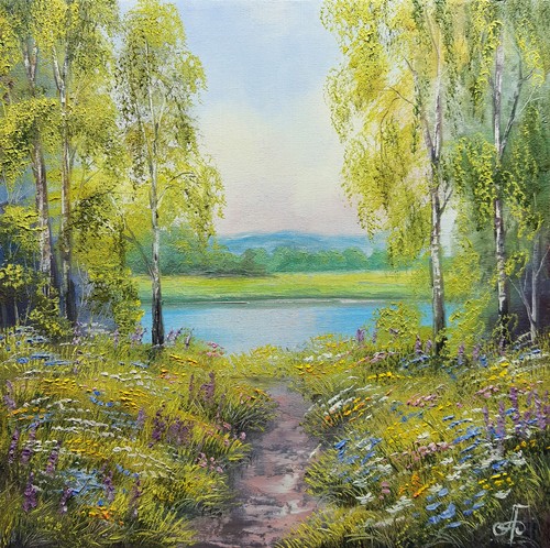 Sentiero fiori selvatici - , lago