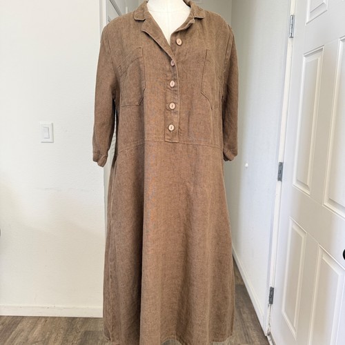 Abito camicia midi - , lino