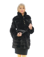 Black Horizontal Mink Coat 42
