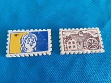 x2 GOMMA MULINO BIANCO Gommine COLLEZIONE Gadget Vintage Anno 1987 FRANCOBOLLO !
