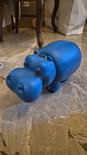 Ippopotamo blu lines vintage - blu,