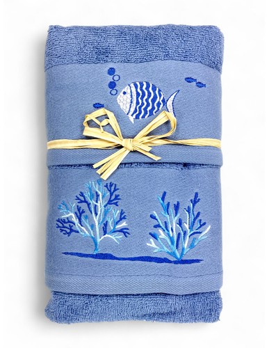 Set asciugamani mare blu pesci - set,