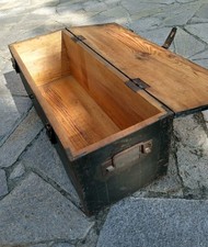 CASSA MILITARE USATA IN LEGNO PESANTE  Cm 88 X 32 X 31 ANNI 1940/50