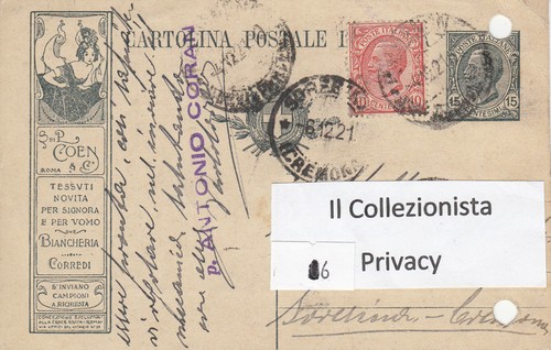 Cartolina postale italiana - postale,