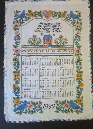 Calendario lino 1992 vintage