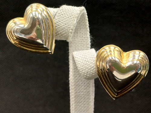 Orecchini clip cuore bicolore - clip,