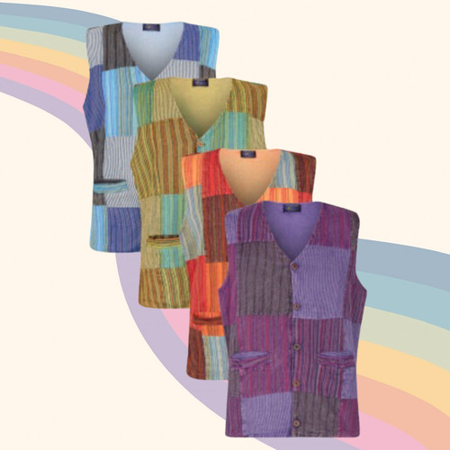 Gilet patchwork uomo hippie