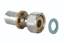 RACCORDO PRESSARE TUBO MULTISTRATO PEX CON DADO GIREVOLE PER ATTACCHI SEDE PIANA