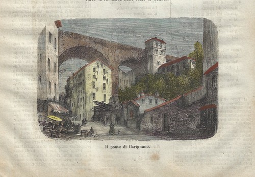 Stampa antica genova ponte - stampa, di