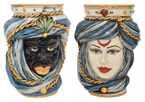 Testa moro vaso ceramica - di,
