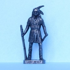 KINDER / SOLDATINI SERIE: INDIANI MADE ITALY FIG. LONE WOLF 40MM / FERRO SCURO
