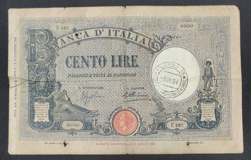 100 lire azzurrino - 100, (fascio)