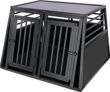 Trasportino per cane in alluminio a 2 porte resistente gabbia box cuccia auto