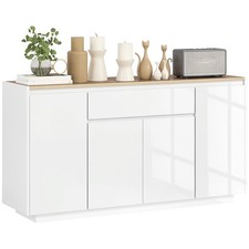 HOMCOM Credenza Cucina con Cassetto e 3 Armadietti con Ripiani Regolabili Bianco