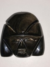 MASCHERA TRIBALE IDOLO in OSSIDIANA NERA con riflessi cangianti soprammobile Mex