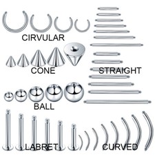 100 x ricambio piercing sfera labbra sopracciglia capezzolo orecchio naso bilanciere bar all'ingrosso