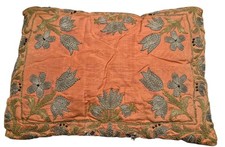 Antico Cuscino Del XVIII Sec In Seta Ricamato
