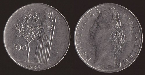 100 lire 1965 minerva italia - 1965,