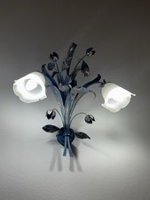 Lampada da Parete Applique in Ferro Battuto Vintage - Design Fiori (H 50cm)