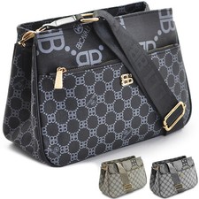 Borsa Firmata BRICIOLE multi tasche new nera Donna fantasia logo Zip Tracolla