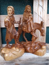 Sculture Zacharia Bros. In Legno Gesù Maria Giuseppe Vintage Originali