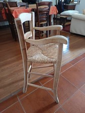 Seggiolone/sedia per bambini artigianale in legno e paglia - Fatto a mano