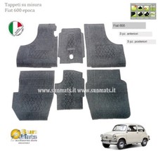 Tappeti su misura FIAT 600 d'epoca in  gomma+ moquette Grigio 100% Made in Italy