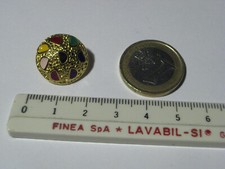 BOTTONE METALLO COLOR ORO SMALTI COLORATI ARTIGIANALE DIAMETRO 1,8 CM VINTAGE
