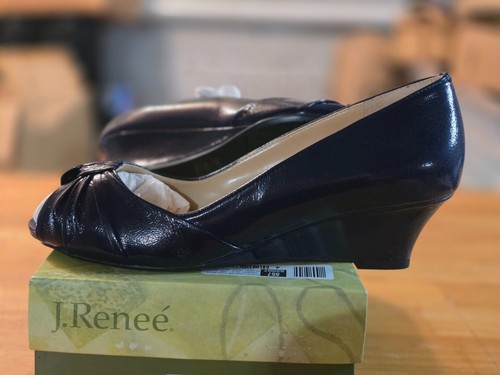 Renee navy peep toe zeppa - peep,