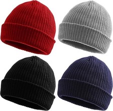 Set 4 Cappelli Invernali Uomo Donna in Maglia, Berretto Caldo Winter Beanie Hats