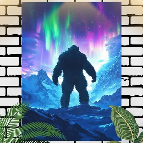 Poster bigfoot con aurora - poster,