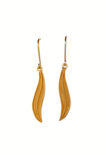 Orecchini pendenti foglia di ulivo, argento placcato oro, motivo greco antico...