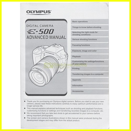 Olympus 500 user manual - olympus, e-500