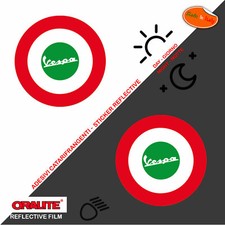 Adesivi rifrangenti Italia tondi vespa italian flag Sticker reflective 2 pz.