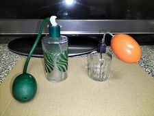 Coppia Spruzzatore Spruzzino Dopo Barba Barbiere Vintage in Vetro Da Collezione