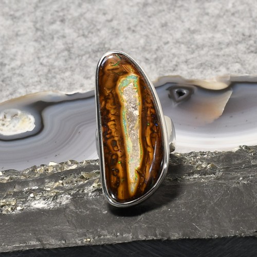 Anello opale boulder argento - anello,