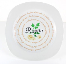 Piatto piano in porcellana bianca con design scritta Risotto da portata 25,4 cm