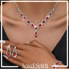 Collana Donna con gioielli eleganti strass pietra rossa