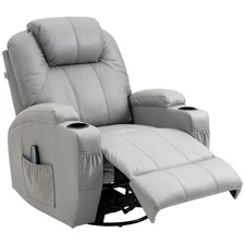 HOMCOM Poltrona Relax Reclinabile con Poggiapiedi in Pelle PU Grigio