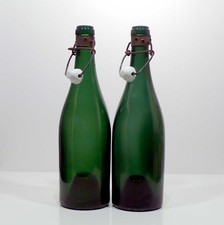 Coppia bottiglie bottiglia fine '800 tappo ceramica ermetico vetro verde antica