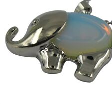 Collana ciondolo elefante pietra di luna naturale GARANZIA argento 925 NUOVA 