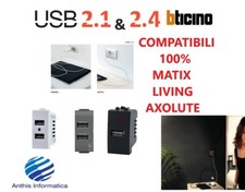 PRESE USB Compatibili serie BTICINO - MATIX - LIVING - AXOLUTE