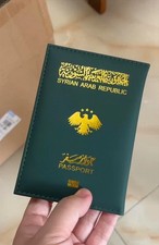 Custodia passaporto Siria - ecopelle verde con logo oro, cover passaporto