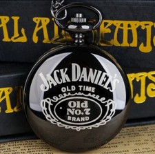 Jack Daniels Orologio da Tasca in Acciaio Inox Stile Moderno con Catena - Nero