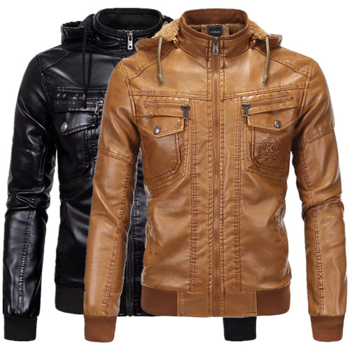 Giacca pelle uomo - biker, con