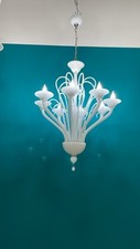 Lampadario in Vetro di Murano della Sylcom Bianco Latte a 8 luci, come nuovo